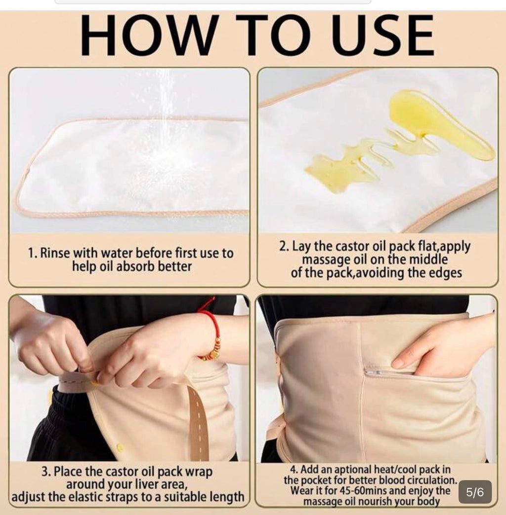 2pcs Reusable Castor Oil Heating Pads Set, Adjustable For Neck And Waist Areas