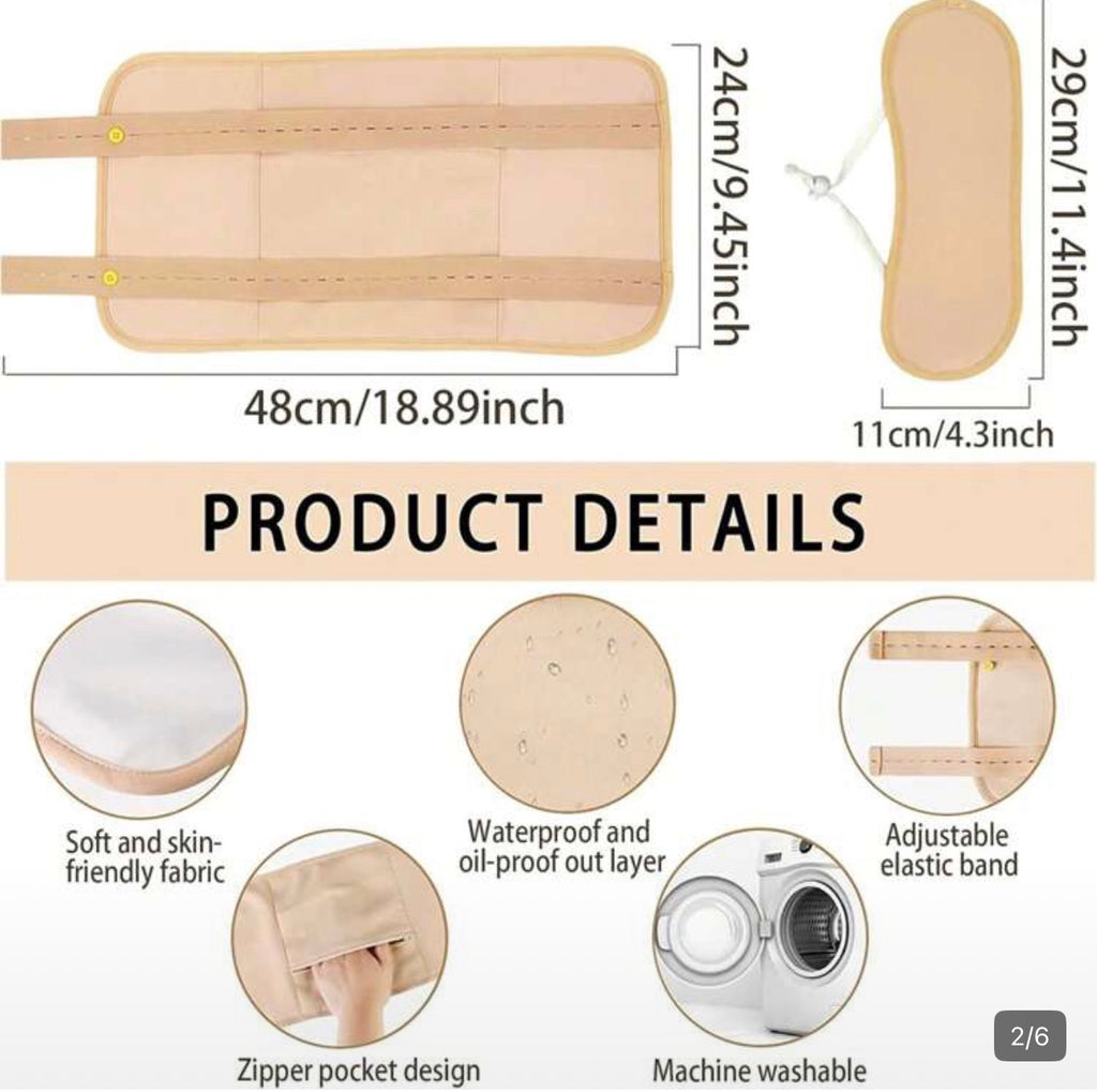 2pcs Reusable Castor Oil Heating Pads Set, Adjustable For Neck And Waist Areas