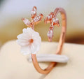 Anillo ajustable de cobre puro con diseño de flores
